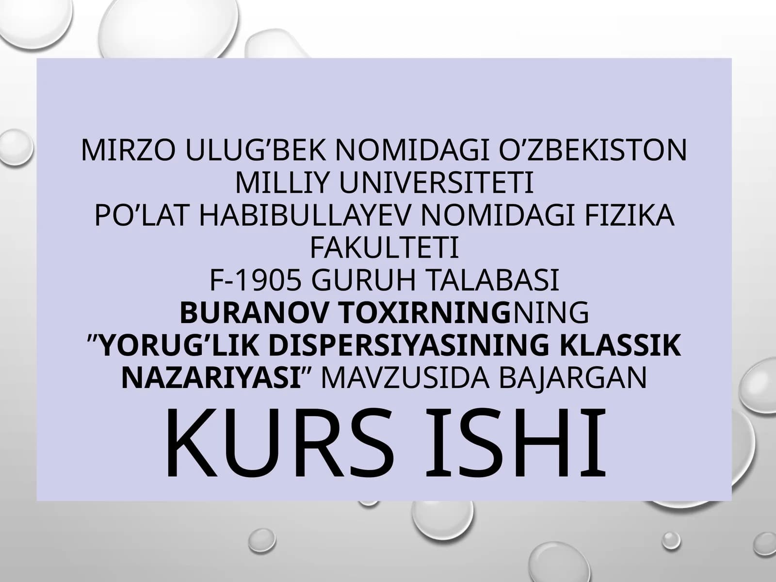 Yorug’likdispersiyasiningklassiknazariyasi