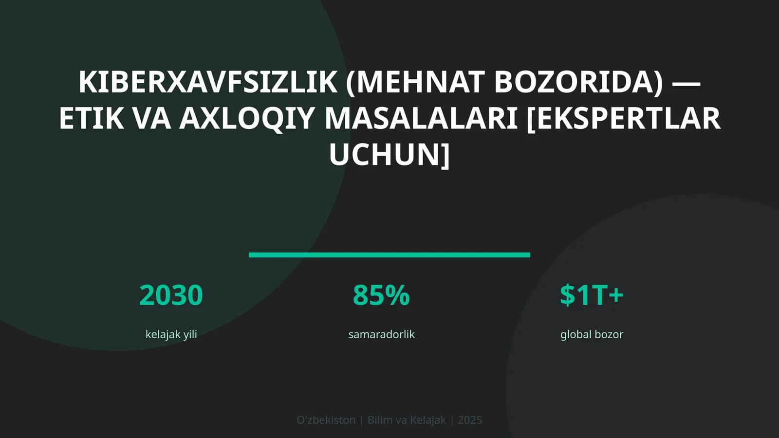 KIBERXAVFSIZLIK (MEHNAT BOZORIDA) — ETIK VA AXLOQIY MASALALARI [EKSPERTLAR UCHUN]