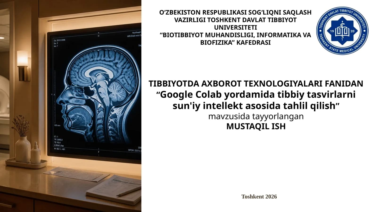 GoogleColab yordamida Tibbiy tasvirlarni sun'iy intellekt asosida tahlil qilish
