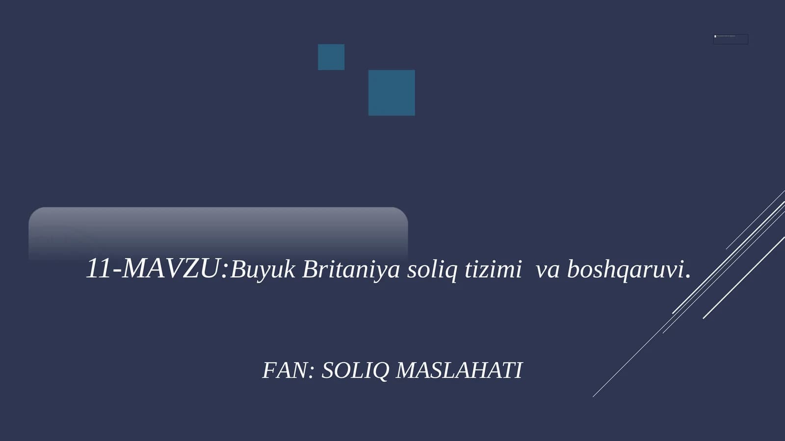 Buyuk Britaniya soliq tizimi va boshqaruvi