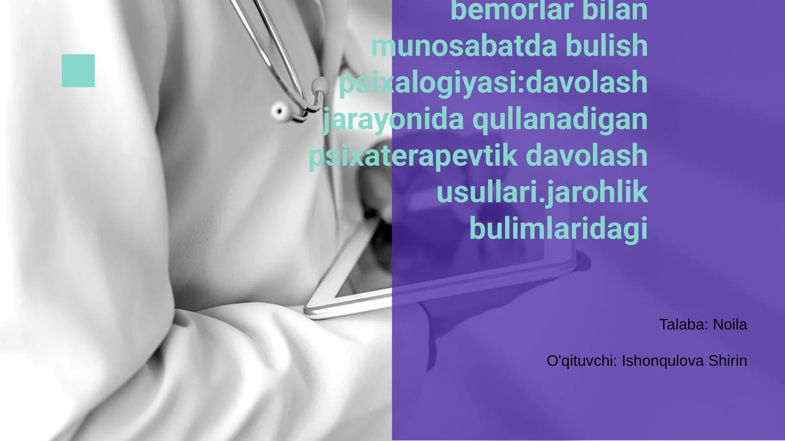 Jarohlik bulimlaridagi bemorlar bilan munosabatda bulish psixalogiyasi