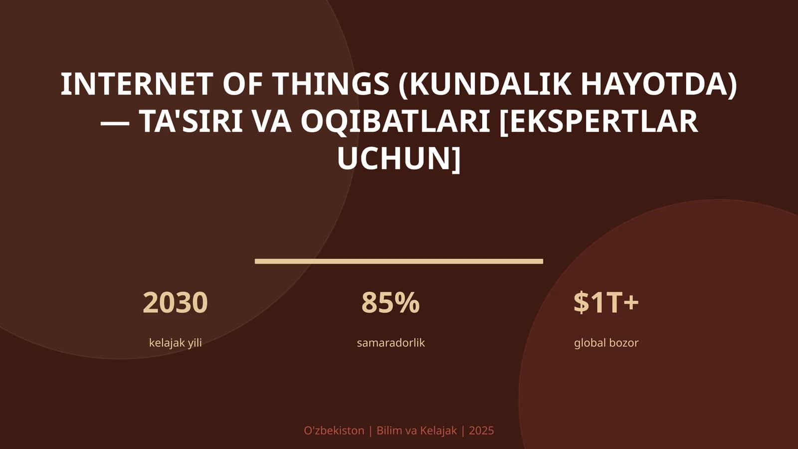 INTERNET OF THINGS (KUNDALIK HAYOTDA) — TA'SIRI VA OQIBATLARI [EKSPERTLAR UCHUN]