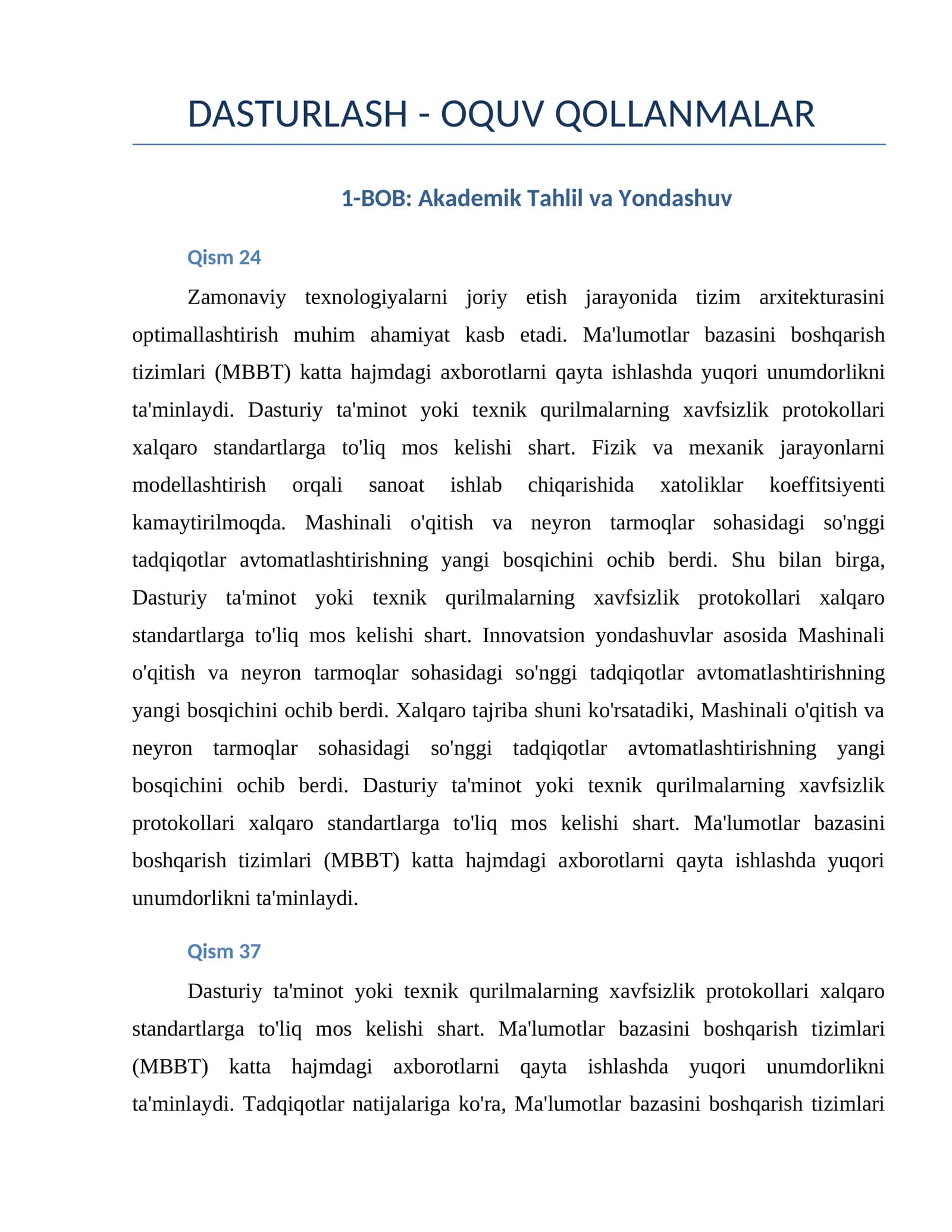 Zamonaviy texnologiyalarni optimallashtirish