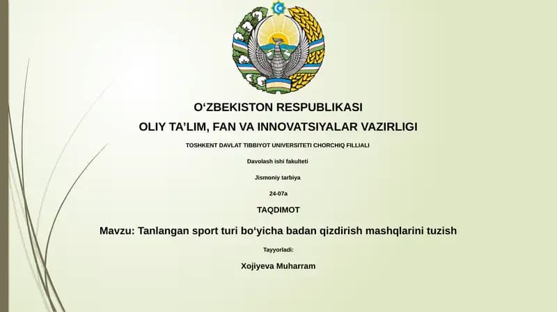 Tanlangan sport turi boʻyicha badan qizdirish mashqlarini tuzish