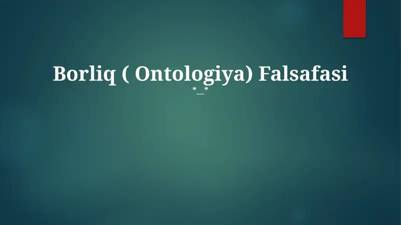 Borliq ( Ontologiya) Falsafasi