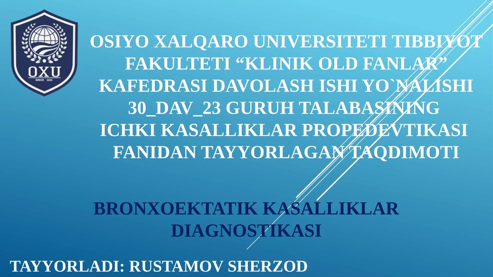 "BRONXOEKTATIK KASALLIKLAR DIAGNOSTIKASI"