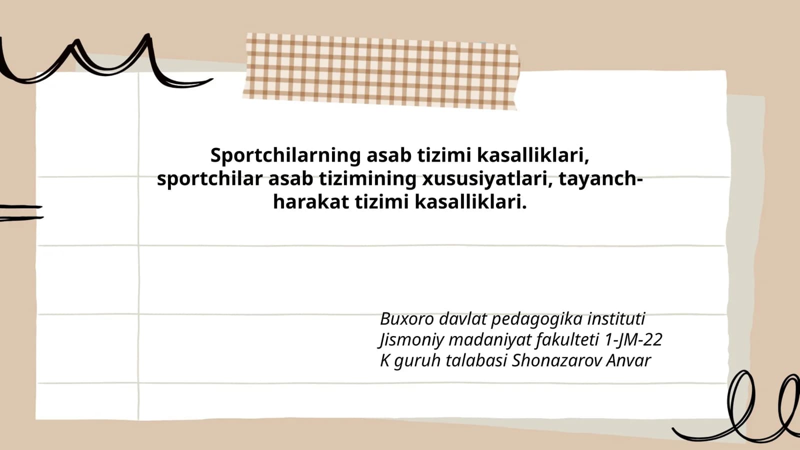 Sportchilarning asab tizimi kasalliklari