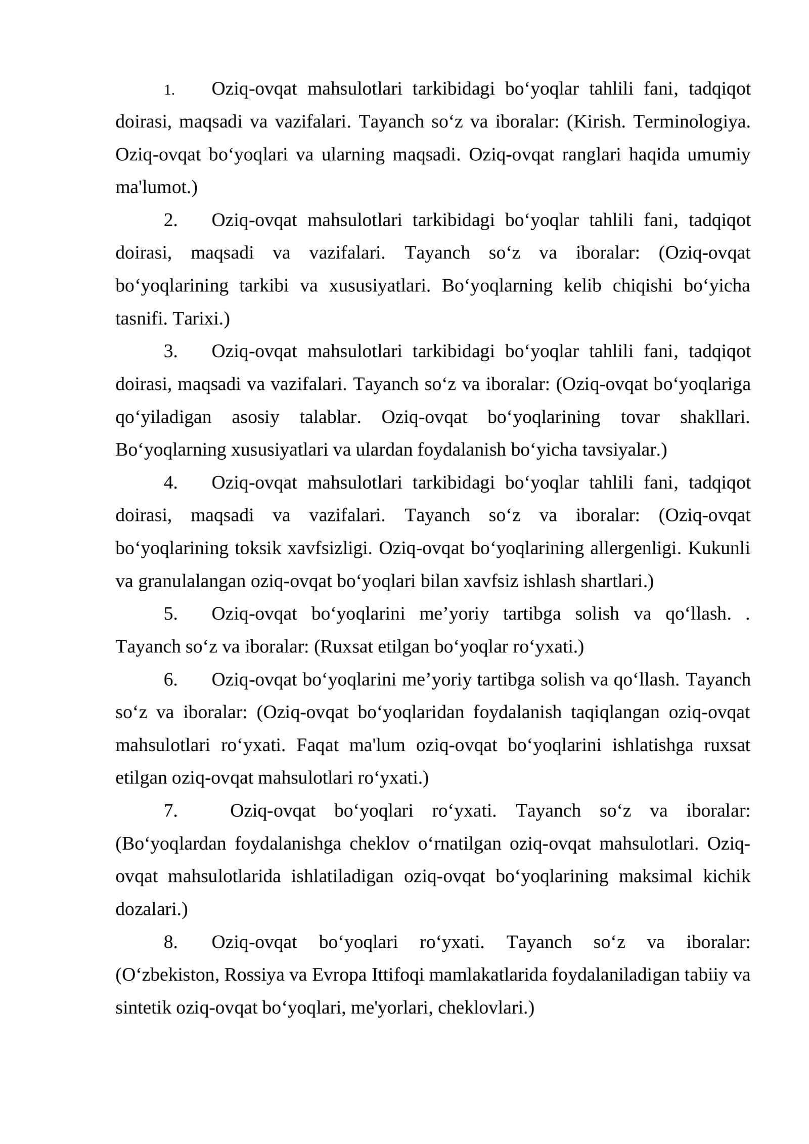 Oziq-ovqat mahsulotlari tarkibidagi boʻyoqlar tahlili