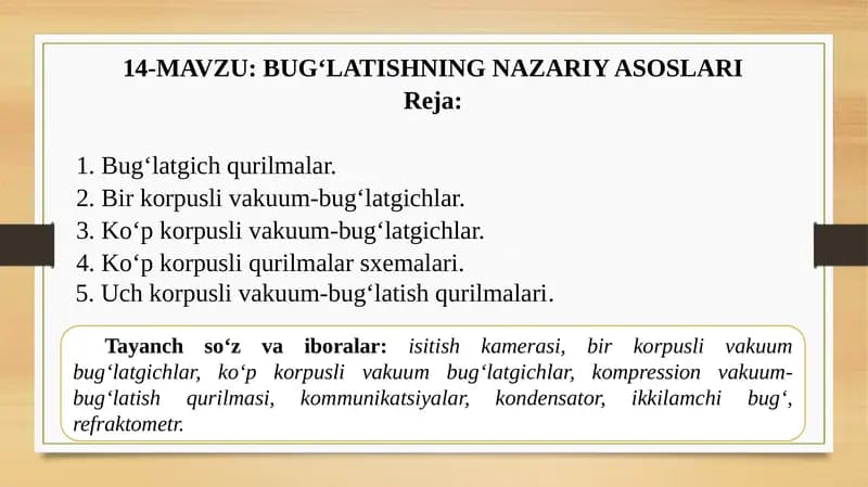 BUG‘LATISHNINGNAZARIY ASOSLARI