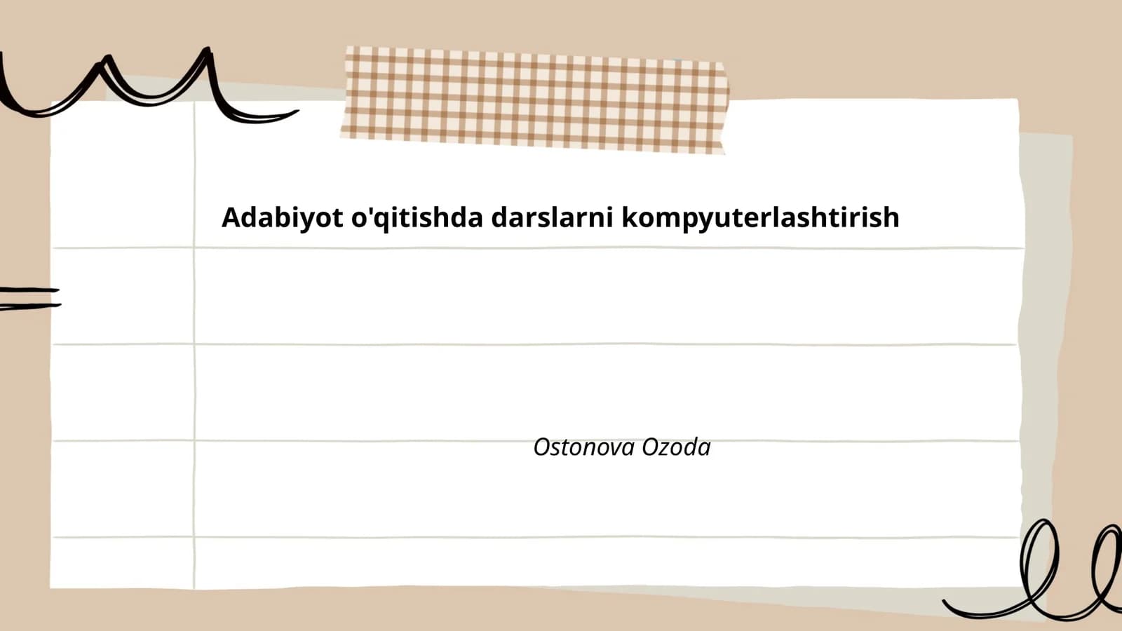 Adabiyot o'qitishda darslarni kompyuterlashtirish