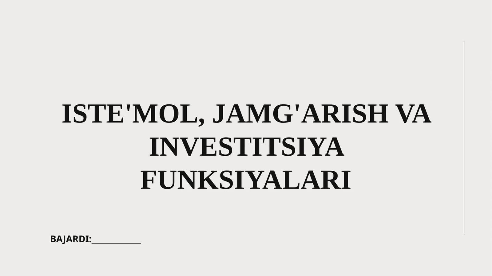 Iste'mol, Jamg'arish va Investitsiya Funksiyalari