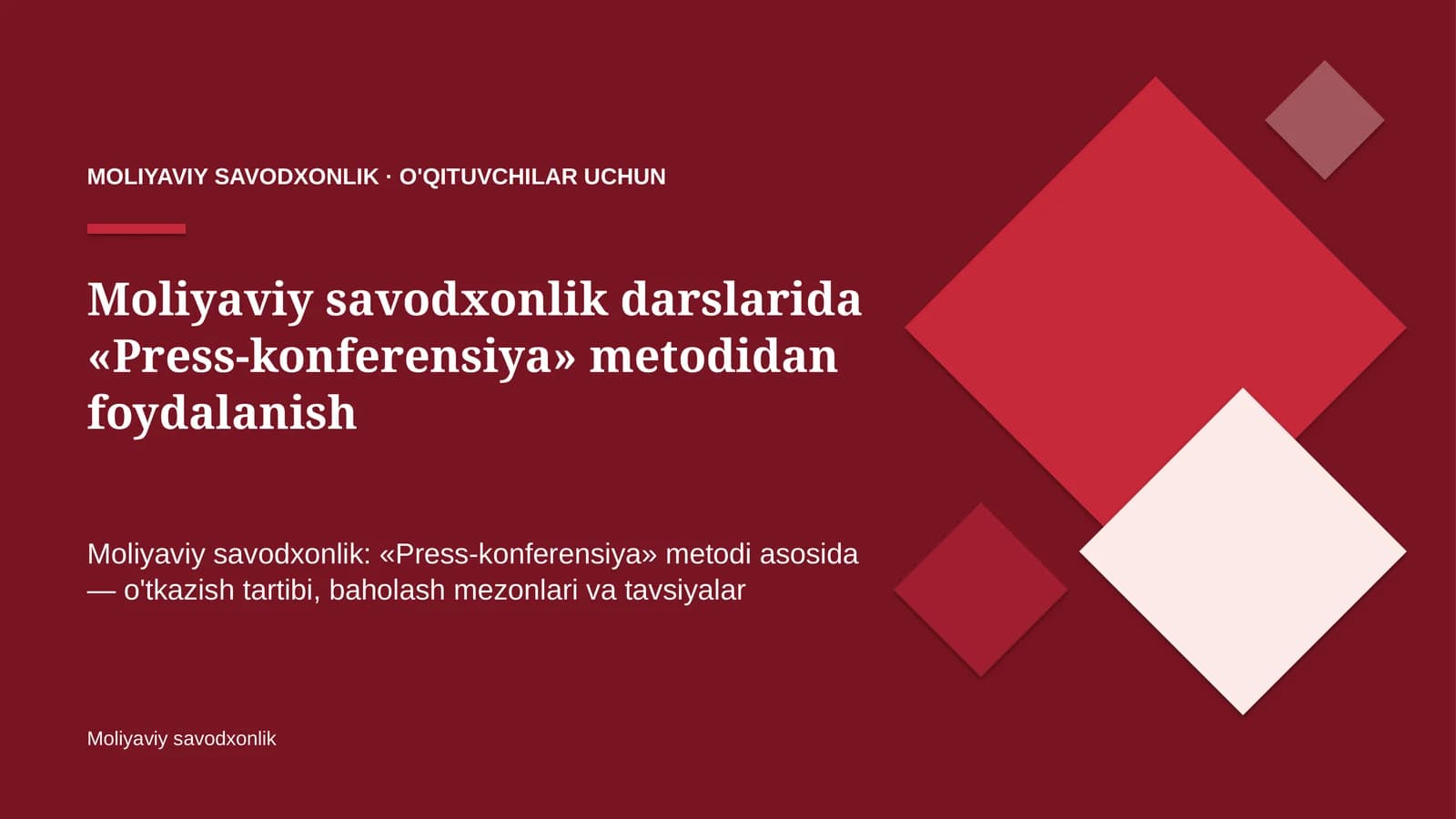 moliyaviy savodxonlik darslarida press konferensiya metodidan foydalanish 7573