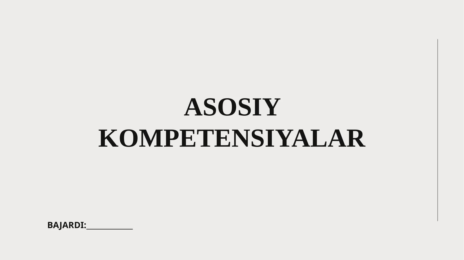 ASOSIY KOMPETENSIYALAR