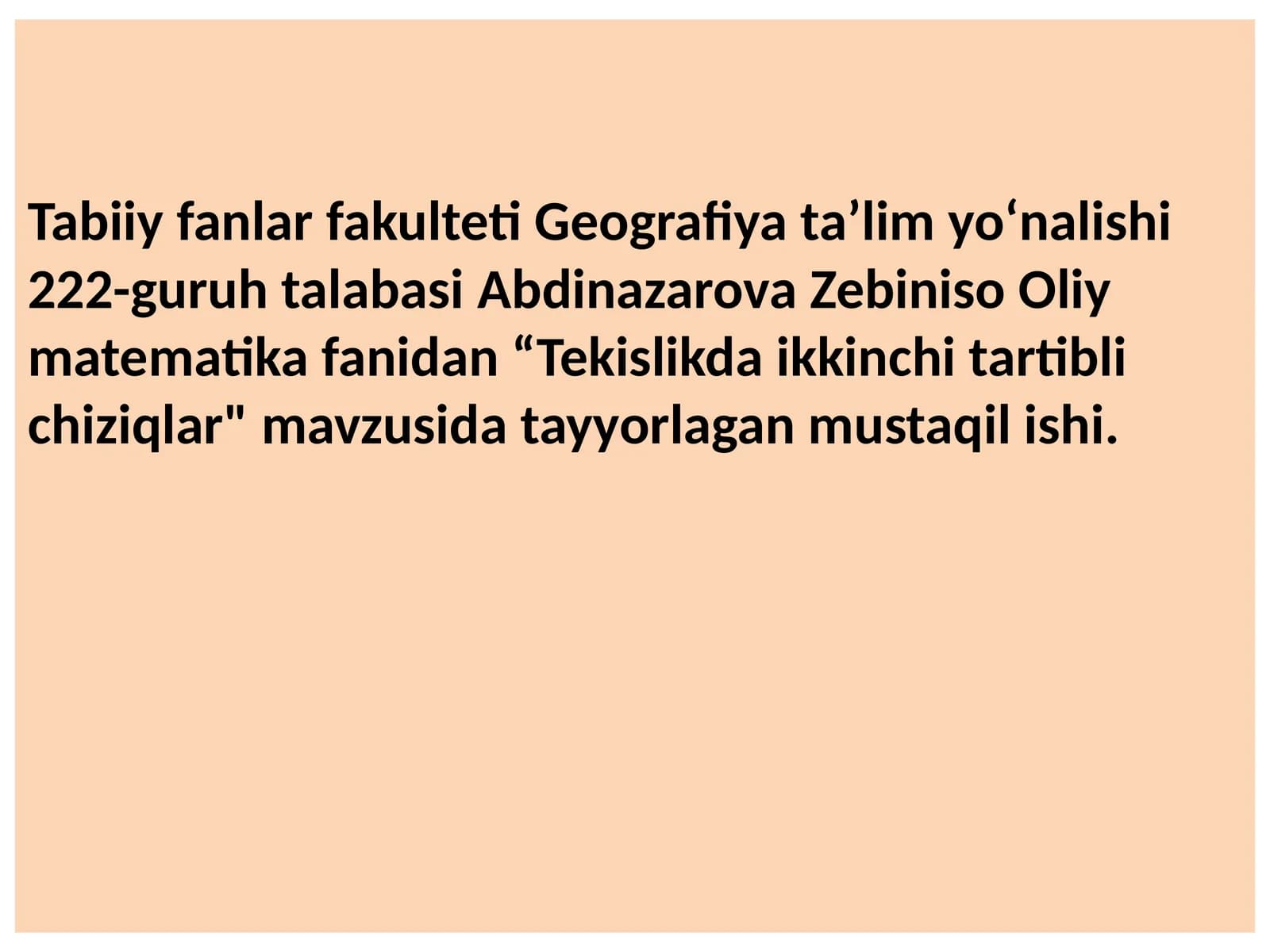 Tekislikda ikkinchi tartibli chiziqlar