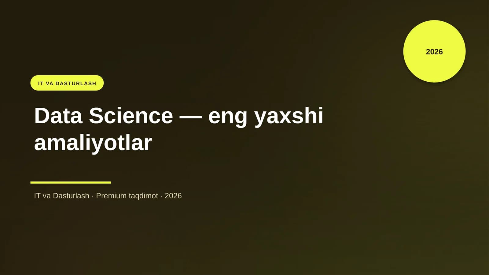 Data Science — eng yaxshi amaliyotlar