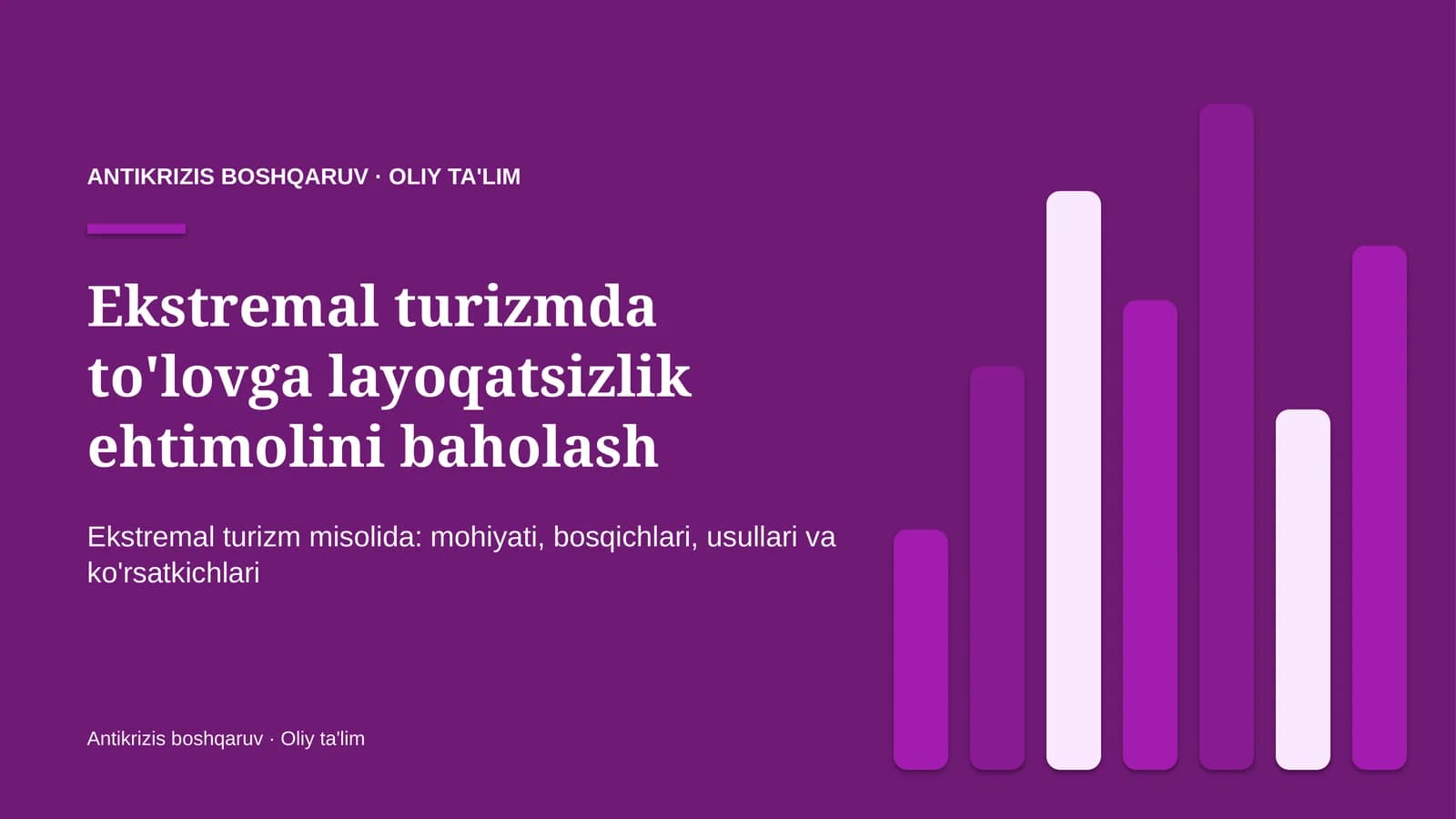 ekstremal turizmda to'lovga layoqatsizlik ehtimolini baholash 9453
