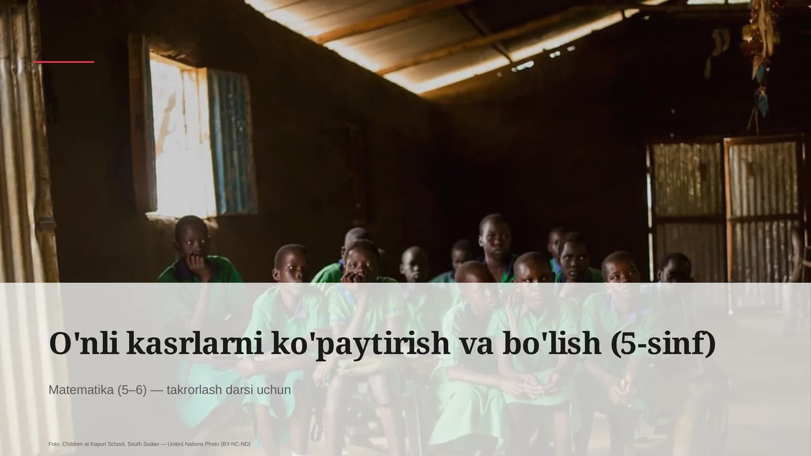 O'nli kasrlarni ko'paytirish va bo'lish (5-sinf)