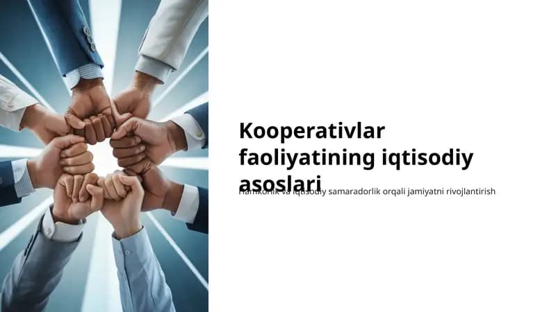 Kooperativlar faoliyatining iqtisodiy asoslari