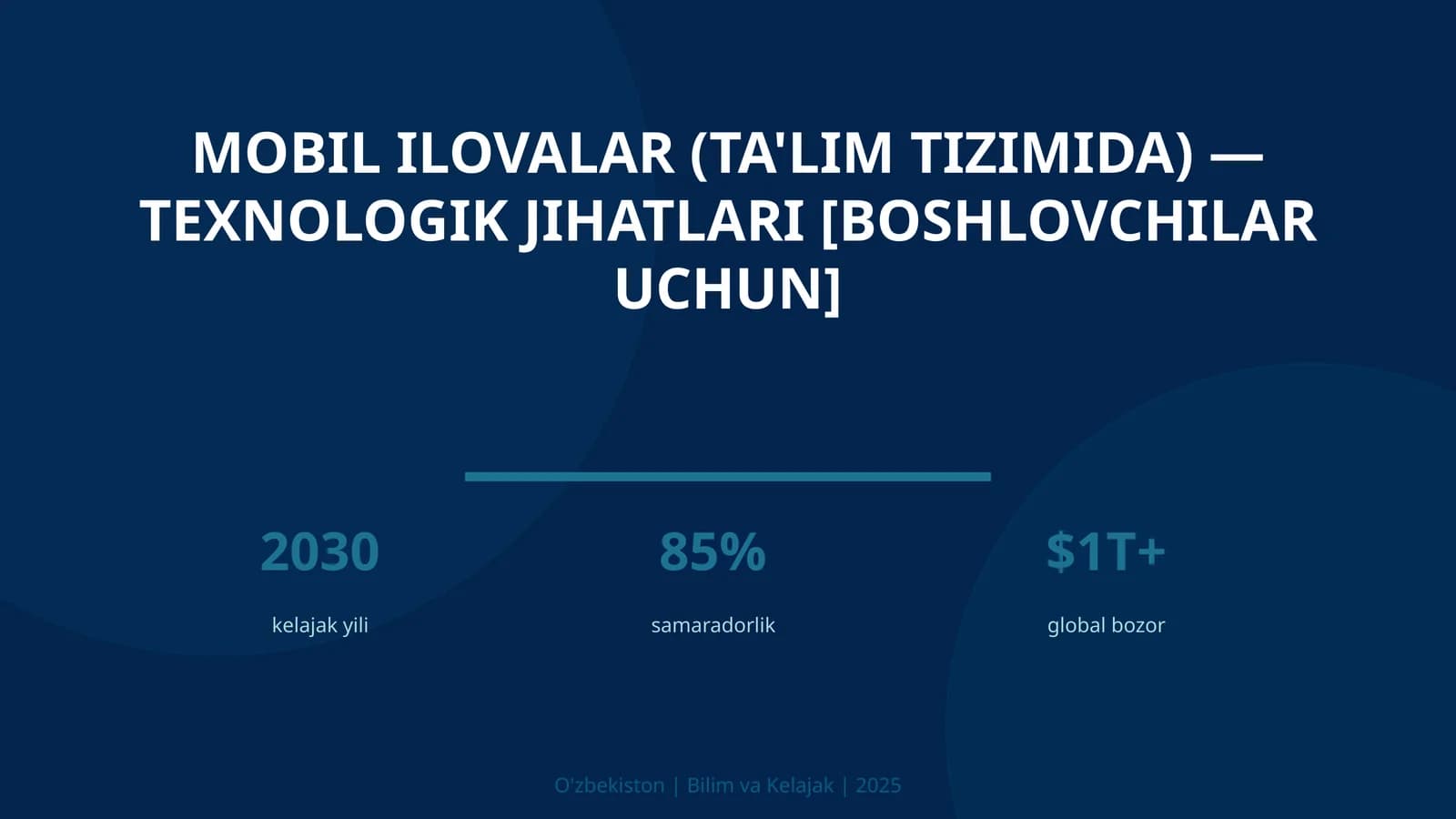 Mobil Ilovalar (Ta'lim Tizimida) — Texnologik Jihatlari [Boshlovchilar Uchun]