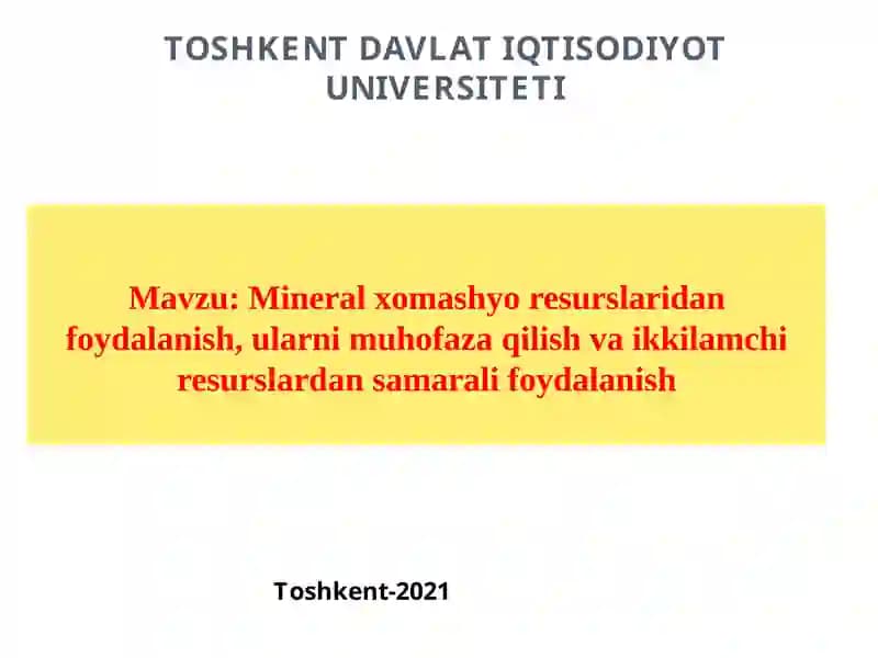 Mineral xomashyo resurslaridan foydalanish