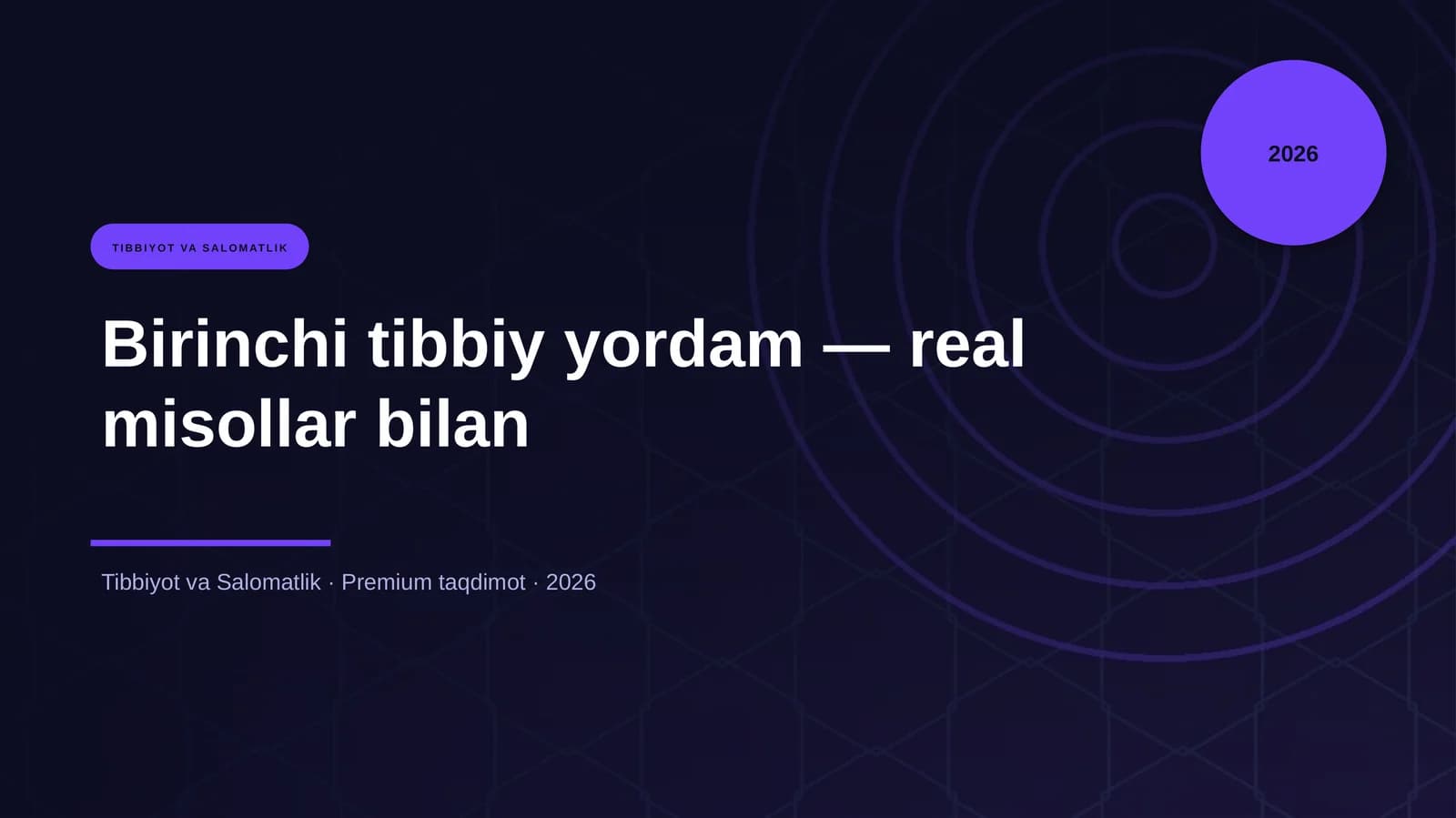 Birinchi tibbiy yordam — real misollar bilan