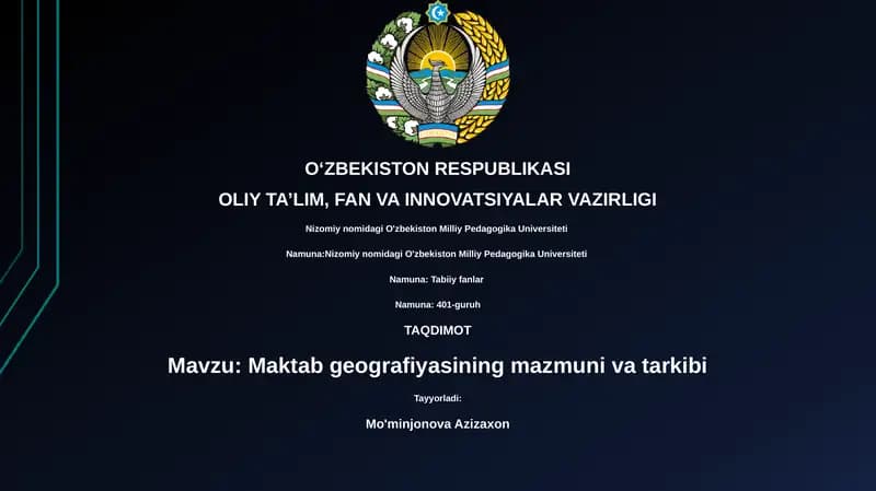 Maktab geografiyasining mazmuni va tarkibi