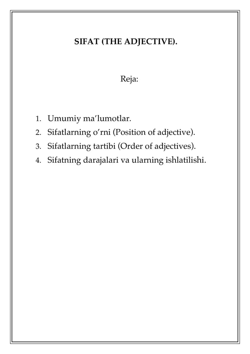 SIFAT (THE ADJECTIVE)