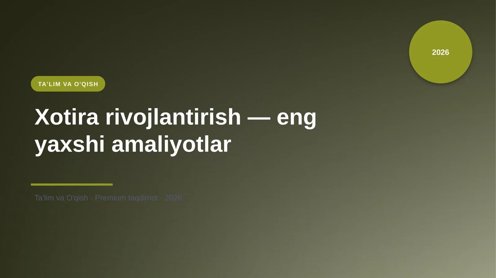 Xotira rivojlantirish — eng yaxshi amaliyotlar