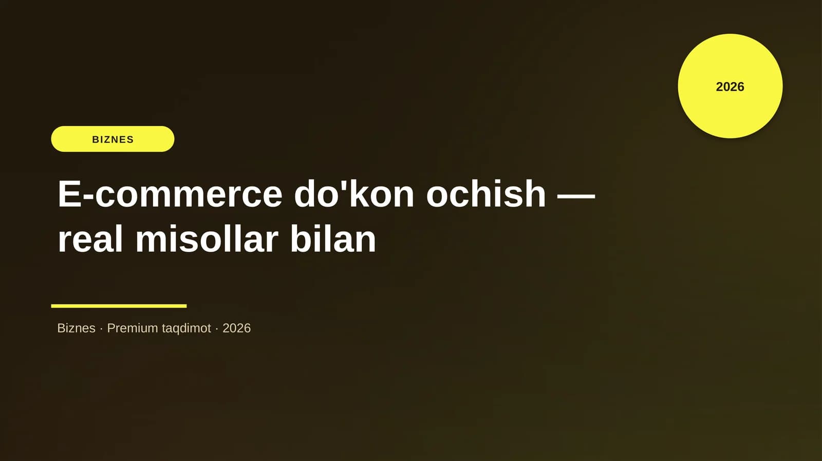 E-commerce do'kon ochish — real misollar bilan