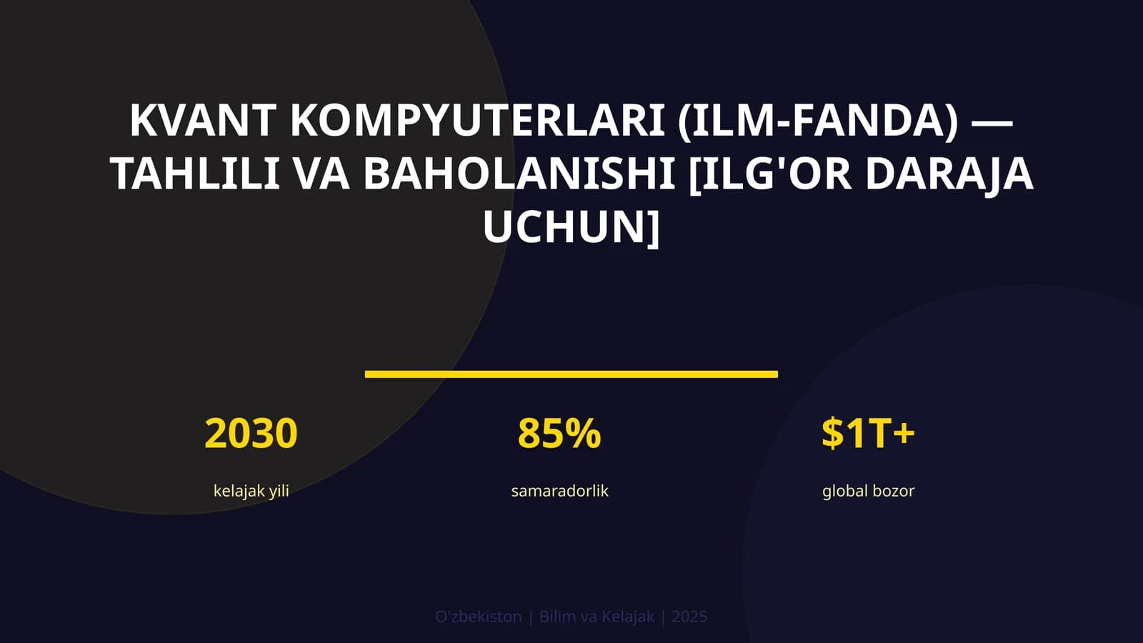 Kvant kompyuterlari (ilm-fanda) — tahlili va baholanishi [ilg'or daraja uchun]