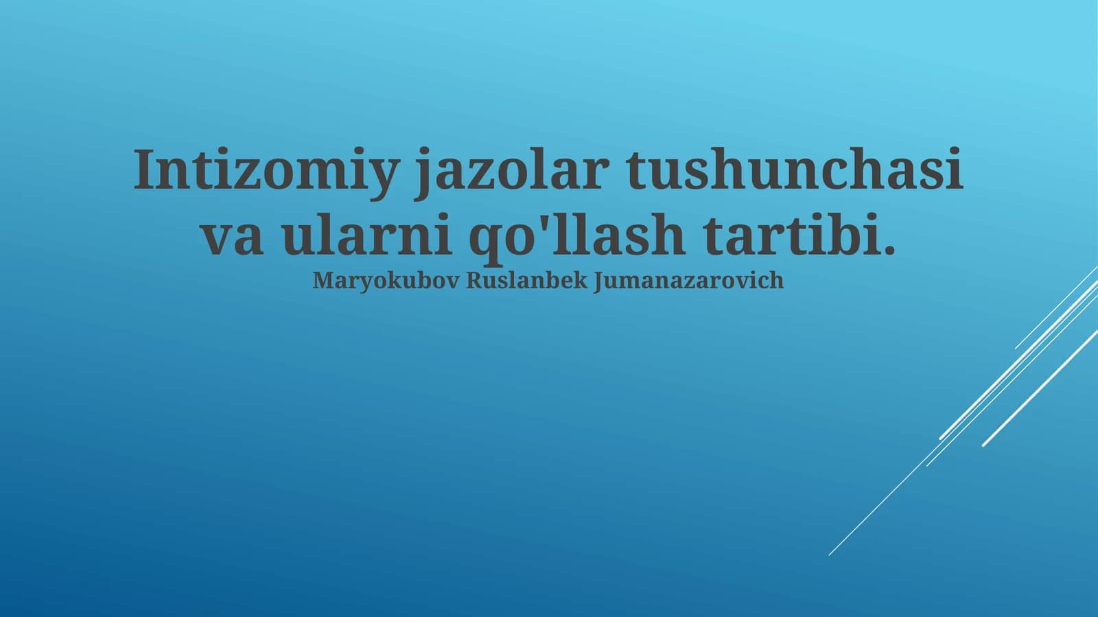 Intizomiy jazolar tushunchasi va ularni qo'llash tartibi