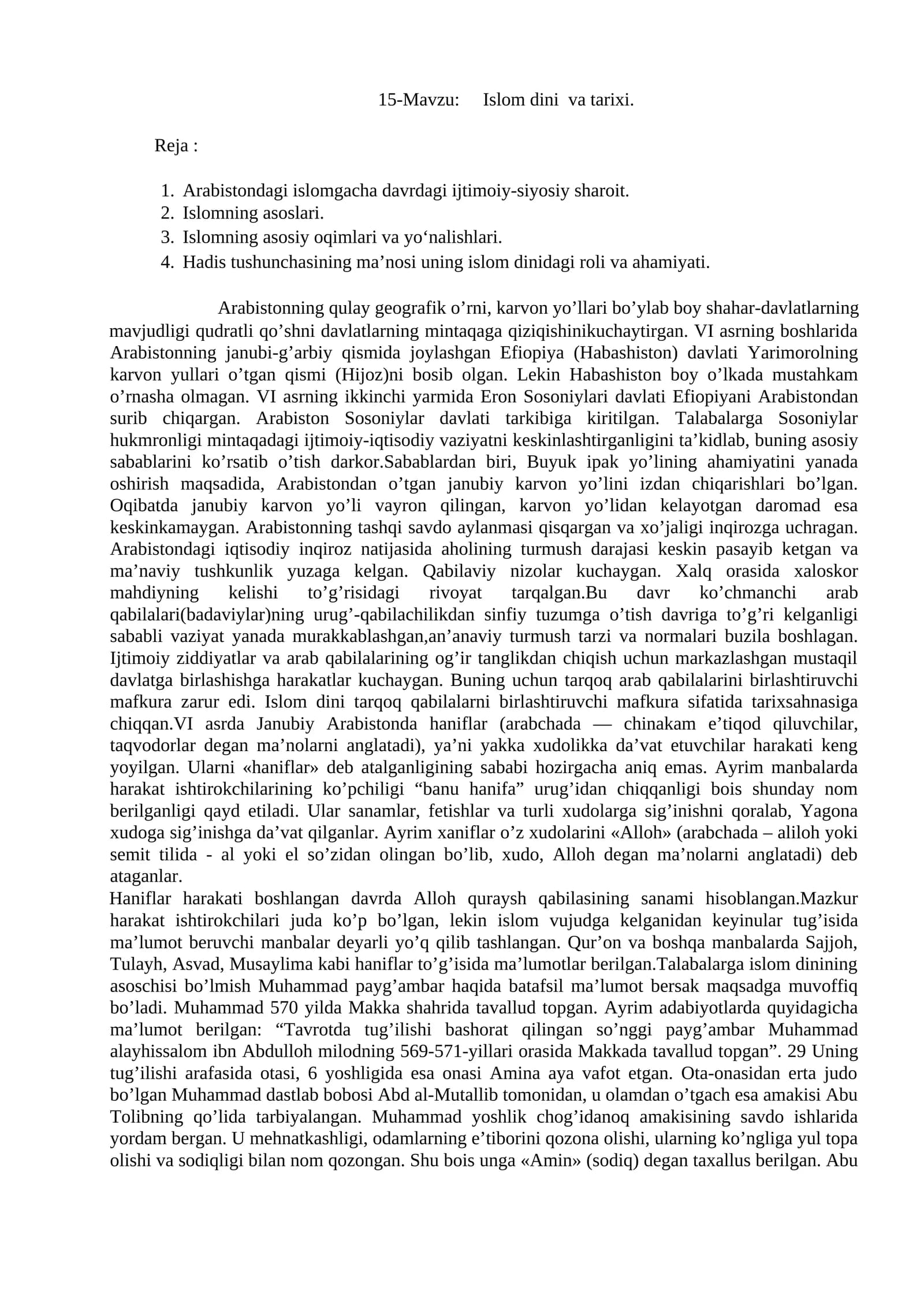 Islom dini va tarixi