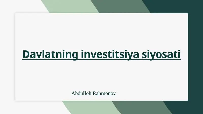 Davlatning investitsiya siyosati