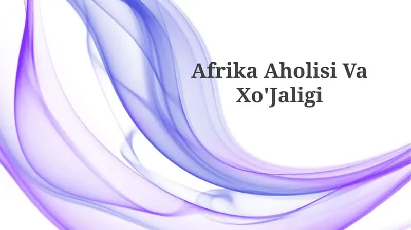 Afrika Aholisi Va Xo'Jaligi
