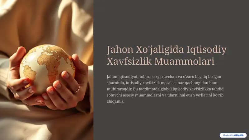 Jahon Xo'jaligida Iqtisodiy Xavfsizlik Muammolari