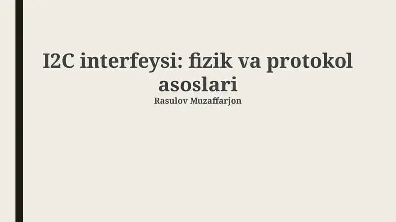 I2C interfeysi: Fizikaviy asoslar va simlar konfiguratsiyasi