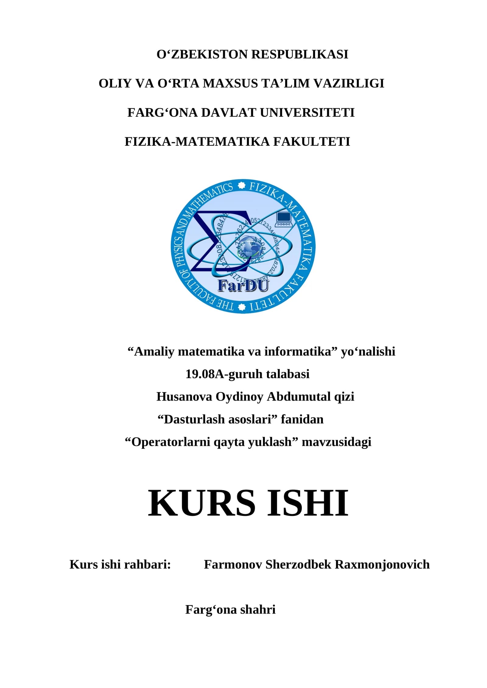 Operatorlarni qayta yuklash