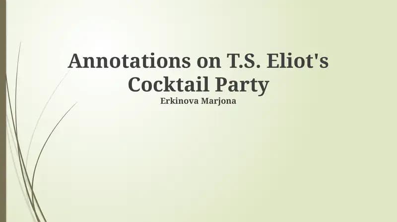 Annotations on T.S. Eliot's Cocktail Party