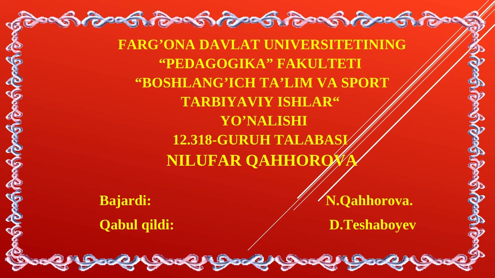 "BOSHLANG’ICH TA’LIM VA SPORT TARBIYAVIY ISHLAR"