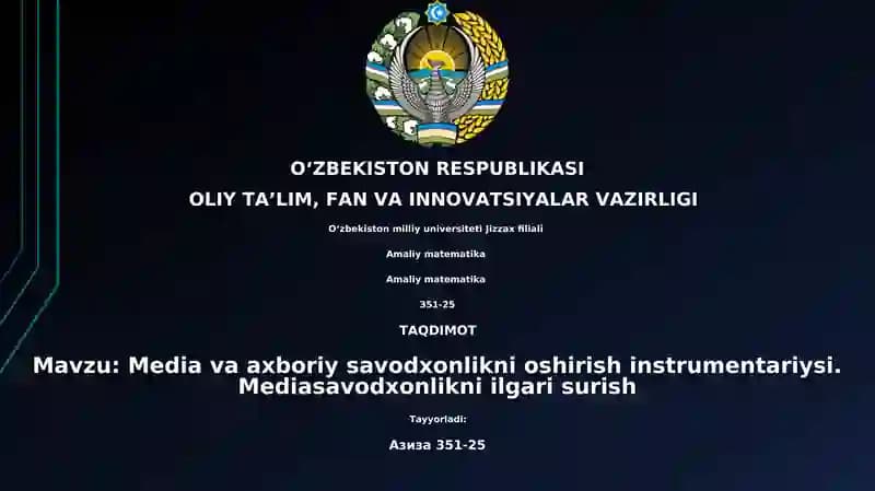 Media va axboriy savodxonlikni oshirish instrumentariysi