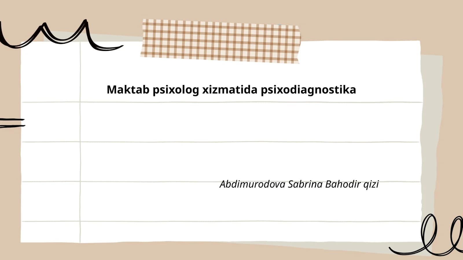 Maktab psixolog xizmatida psixodiagnostika