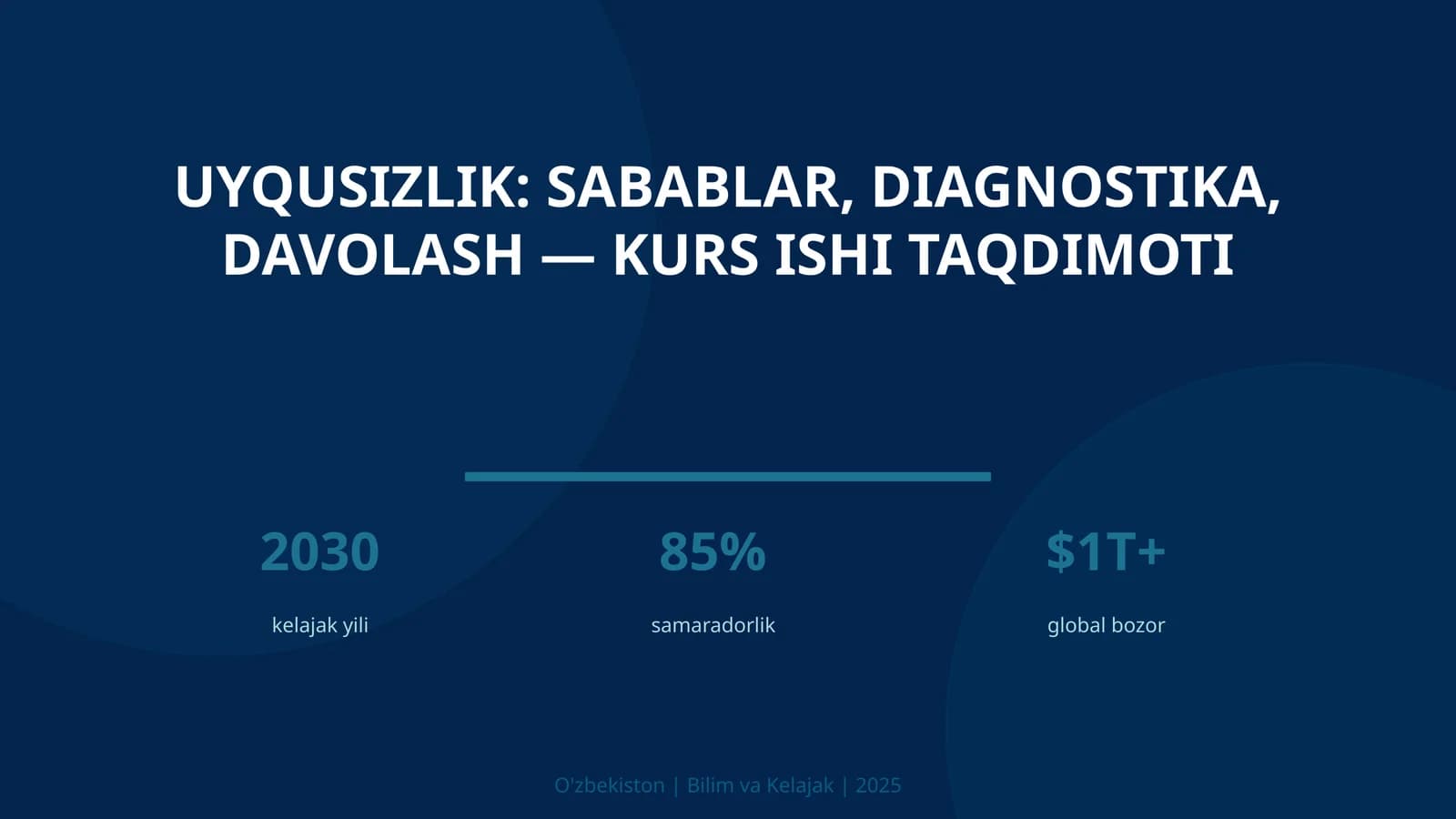 Uyqusizlik: Sabablar, Diagnostika, Davolash — Kurs Ishi Taqdimoti
