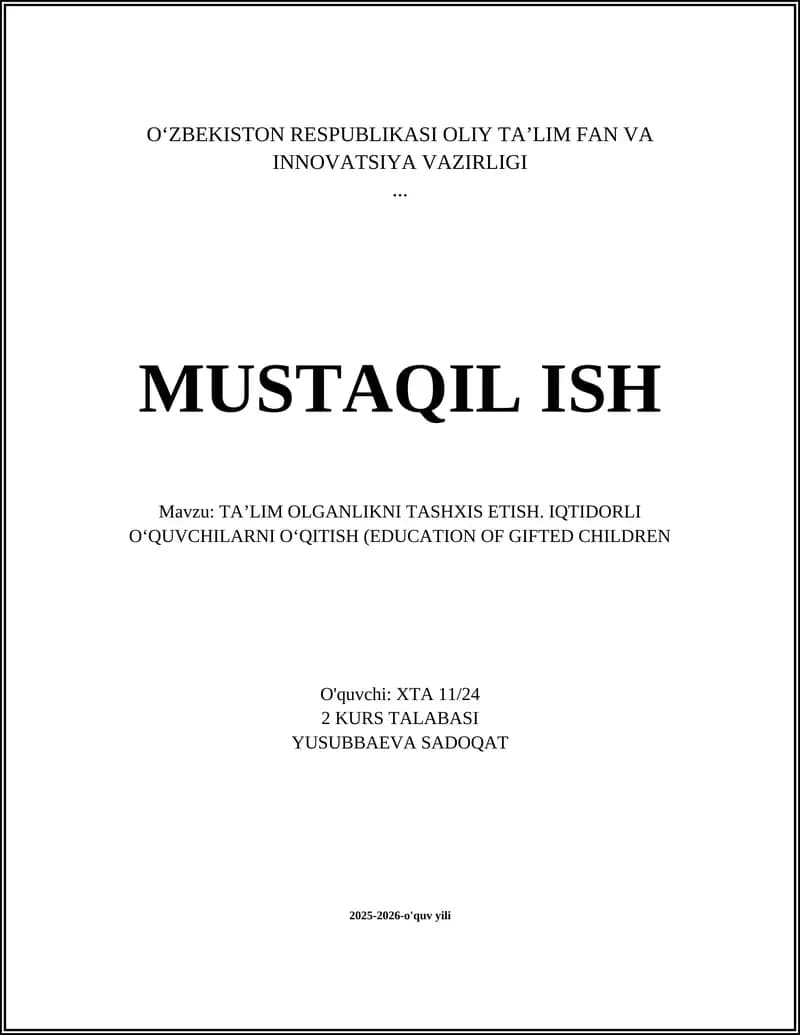 Iqtidorni aniqlashning psixodiagnostik usullari