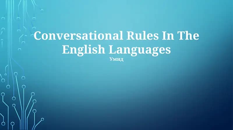Conversational Rules In The English Language