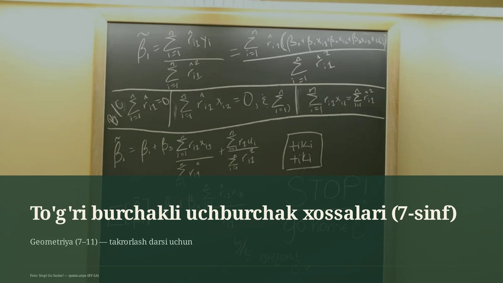 To'g'ri burchakli uchburchak xossalari (7-sinf)