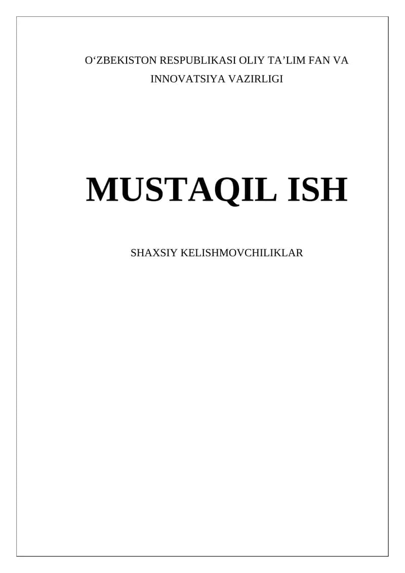 Shaxsiy kelishmovchiliklar