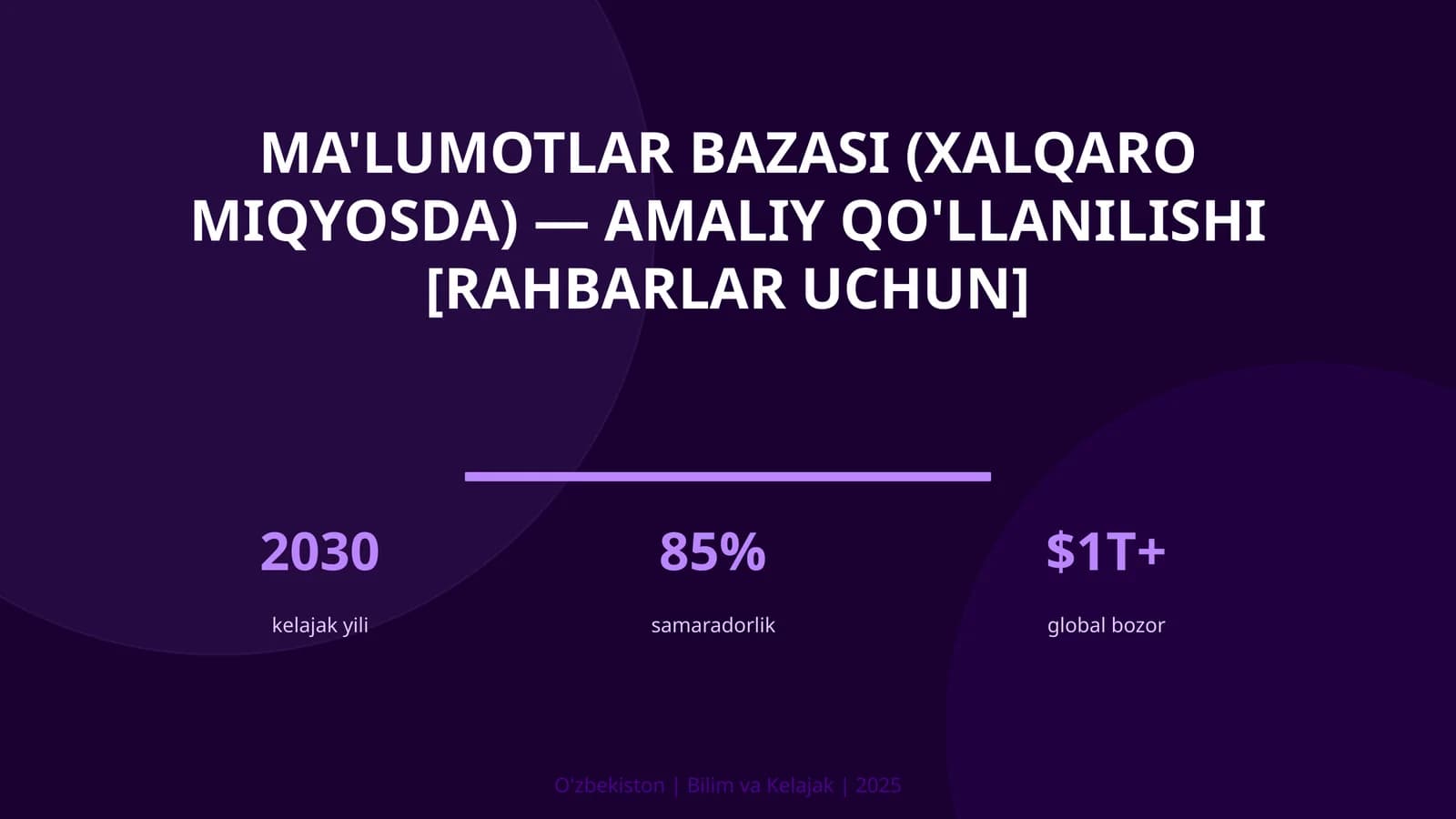 Ma'lumotlar bazasi (xalqaro miqyosda) — amaliy qo'llanilishi [rahbarlar uchun]