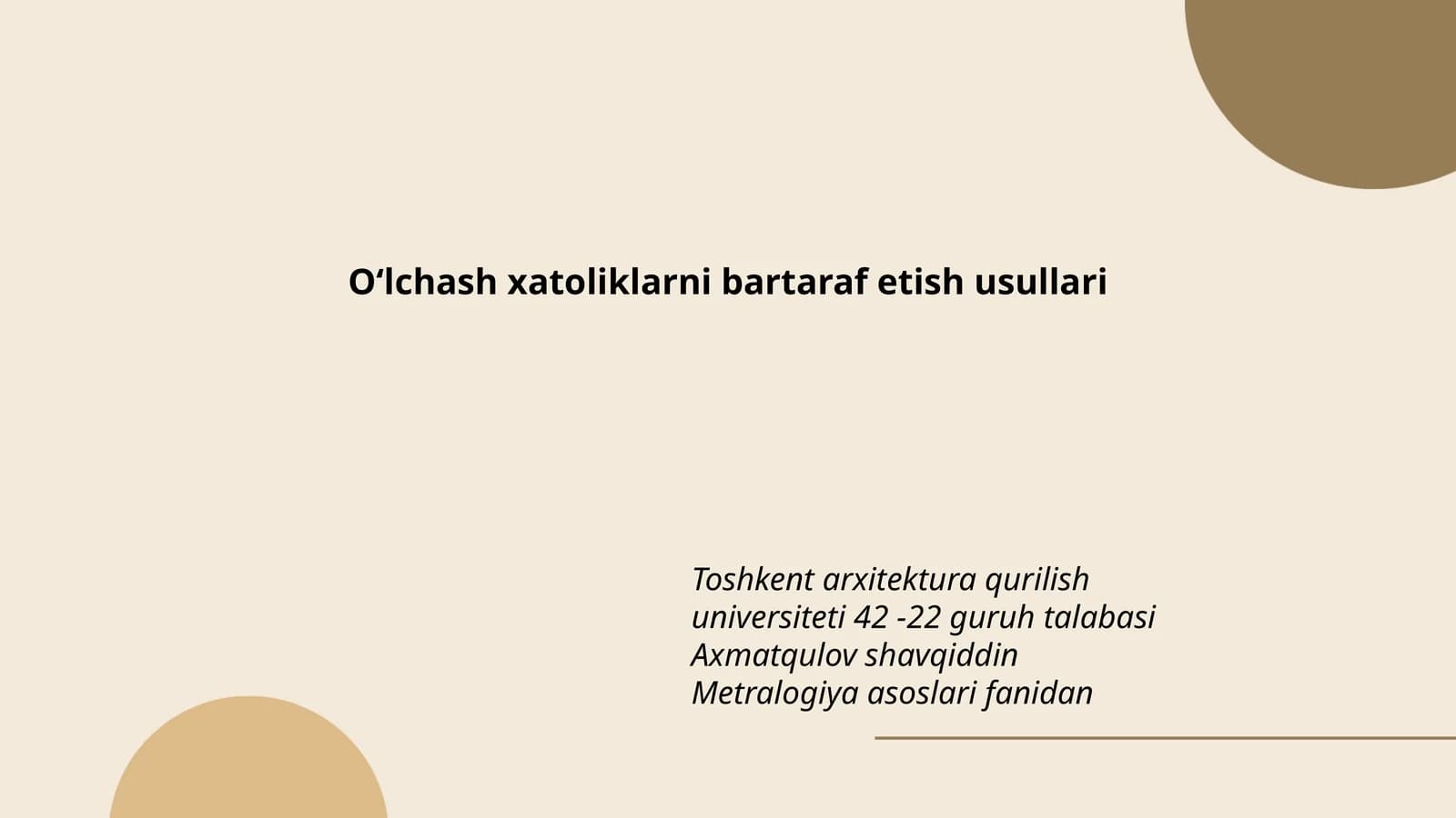Metralogiya asoslari fanidan