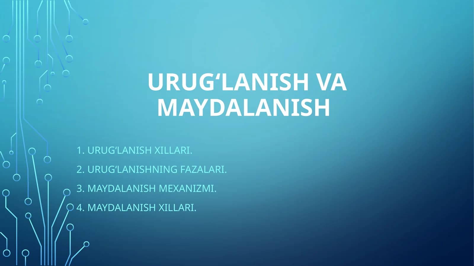 URUG‘LANISH VA MAYDALANISH