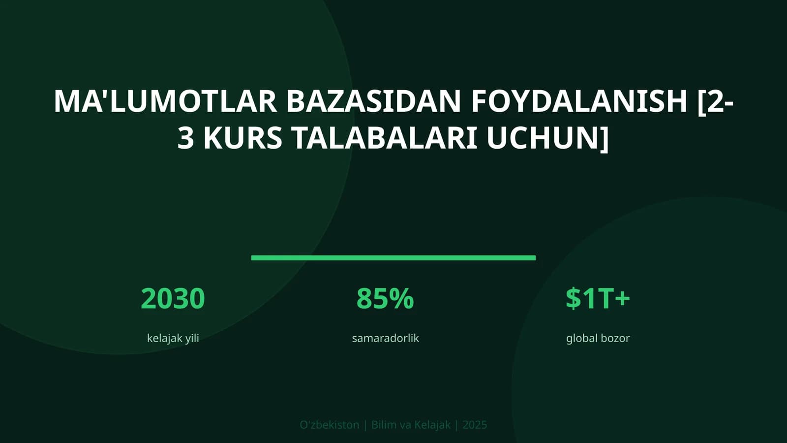 Ma'lumotlar bazasidan foydalanish [2-3 kurs talabalari uchun]